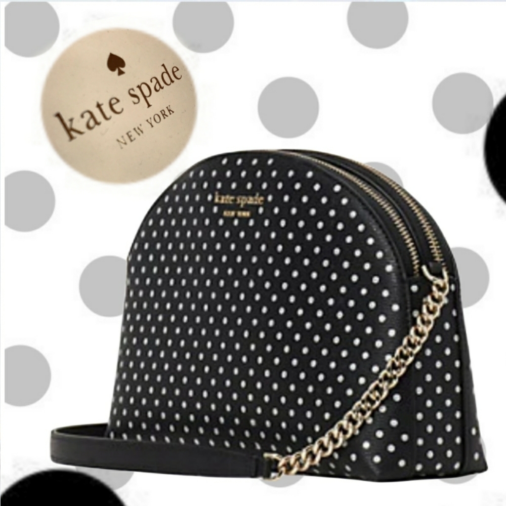 Kate Spade Black Mini  Polka Dot Crossbody Shoulder Bag Metallic Dot NWT - Picture 14 of 14
